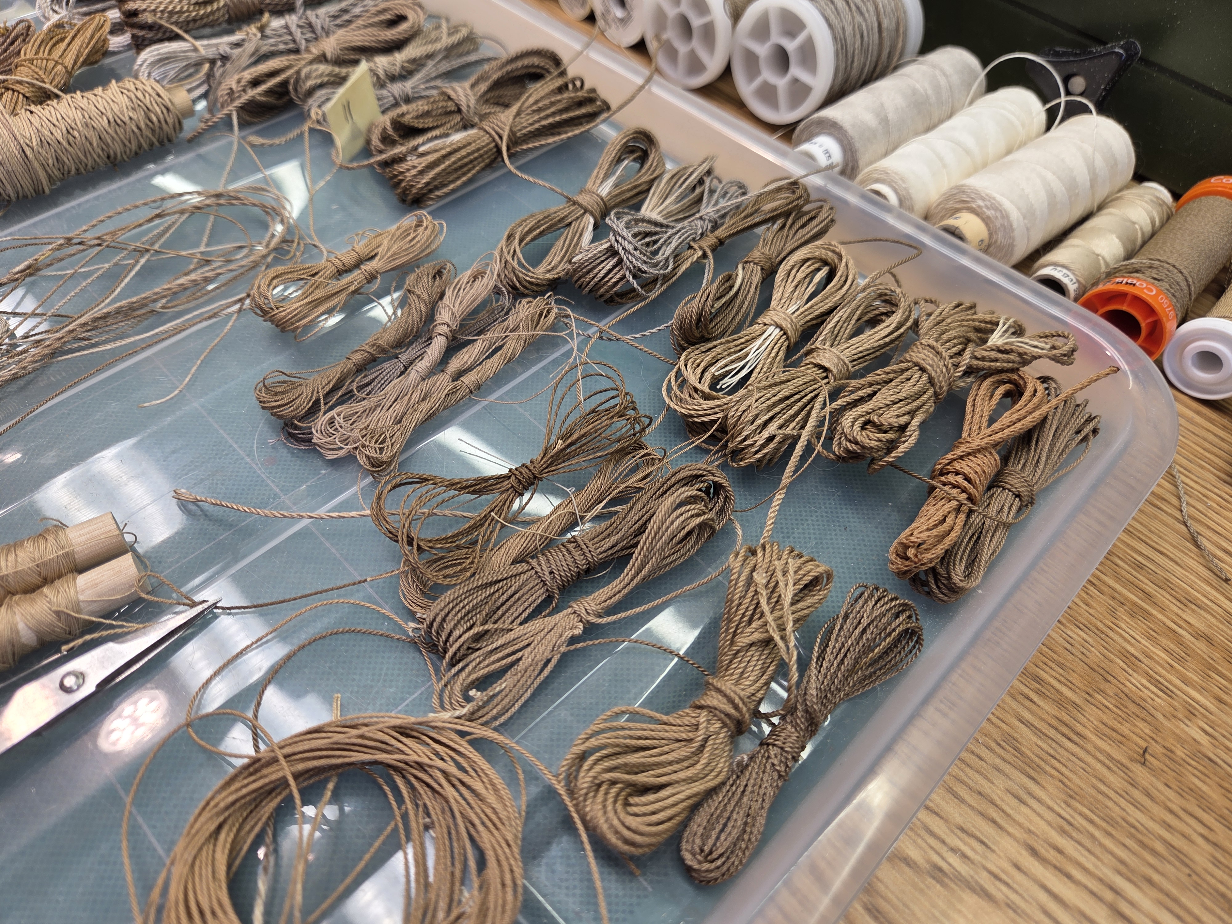 Hanks of finished scale rope in a range of diameters and shades